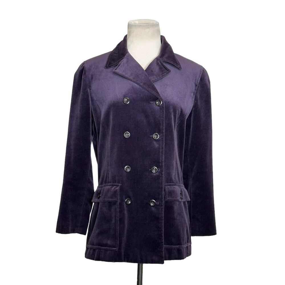 Liz Claiborne Purple Velvet Double Breasted Blazer Jacket Size SP